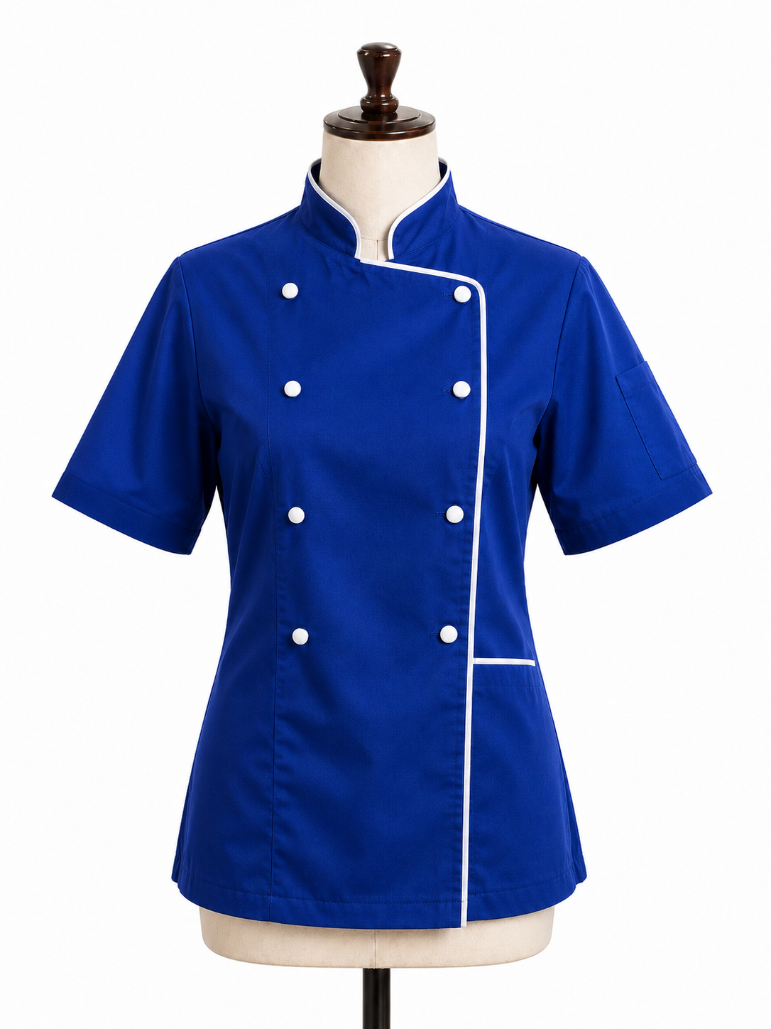 Chaqueta de Chef Mujer Azul Rey Askary con Vivos Blancos | Estilo Profesional en Cocina