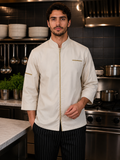 Chaqueta de Chef Hombre Blanca con Vivo Mostaza Askary | Uniforme de Cocina