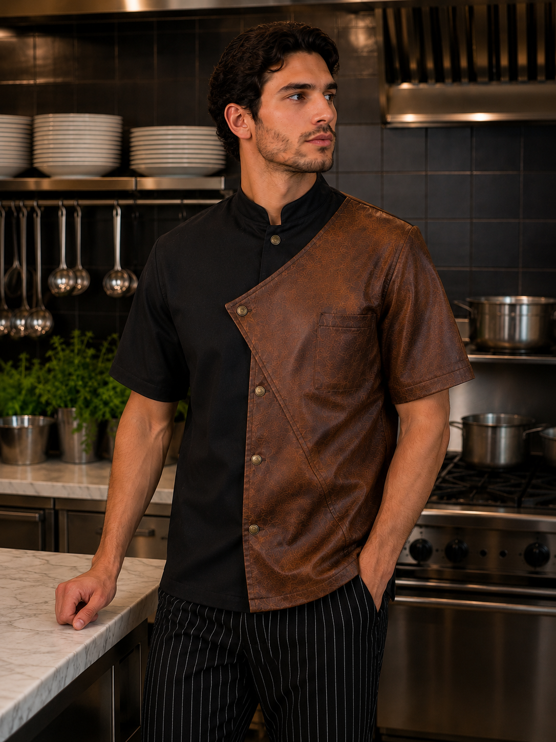 uniforme cocina hombre personalizable negro gris acero gris perla askary