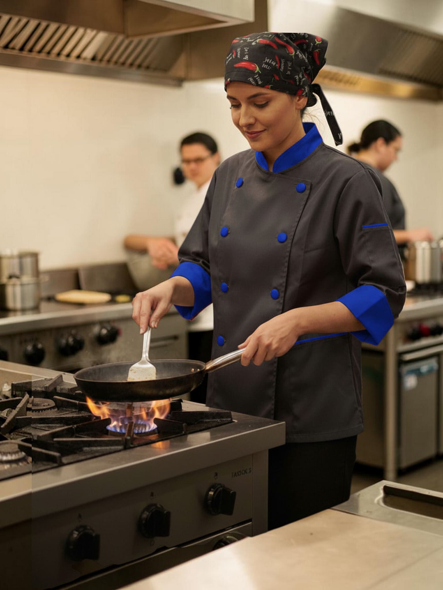 Chaqueta de Chef Mujer Personalizable Askary de Gabardina | Uniforme de Cocina