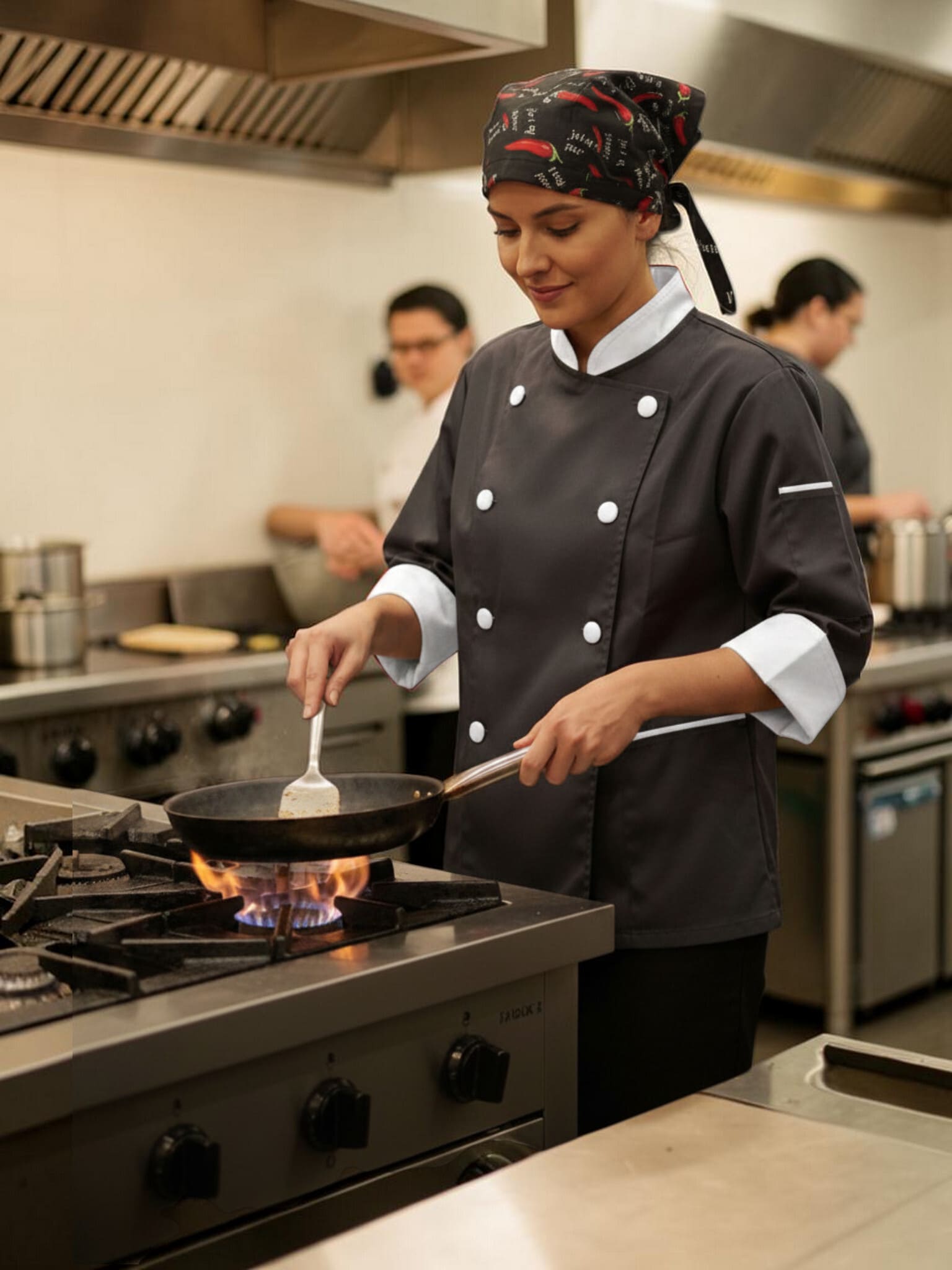 Chaqueta de Chef Mujer Personalizable Askary de Gabardina | Uniforme de Cocina