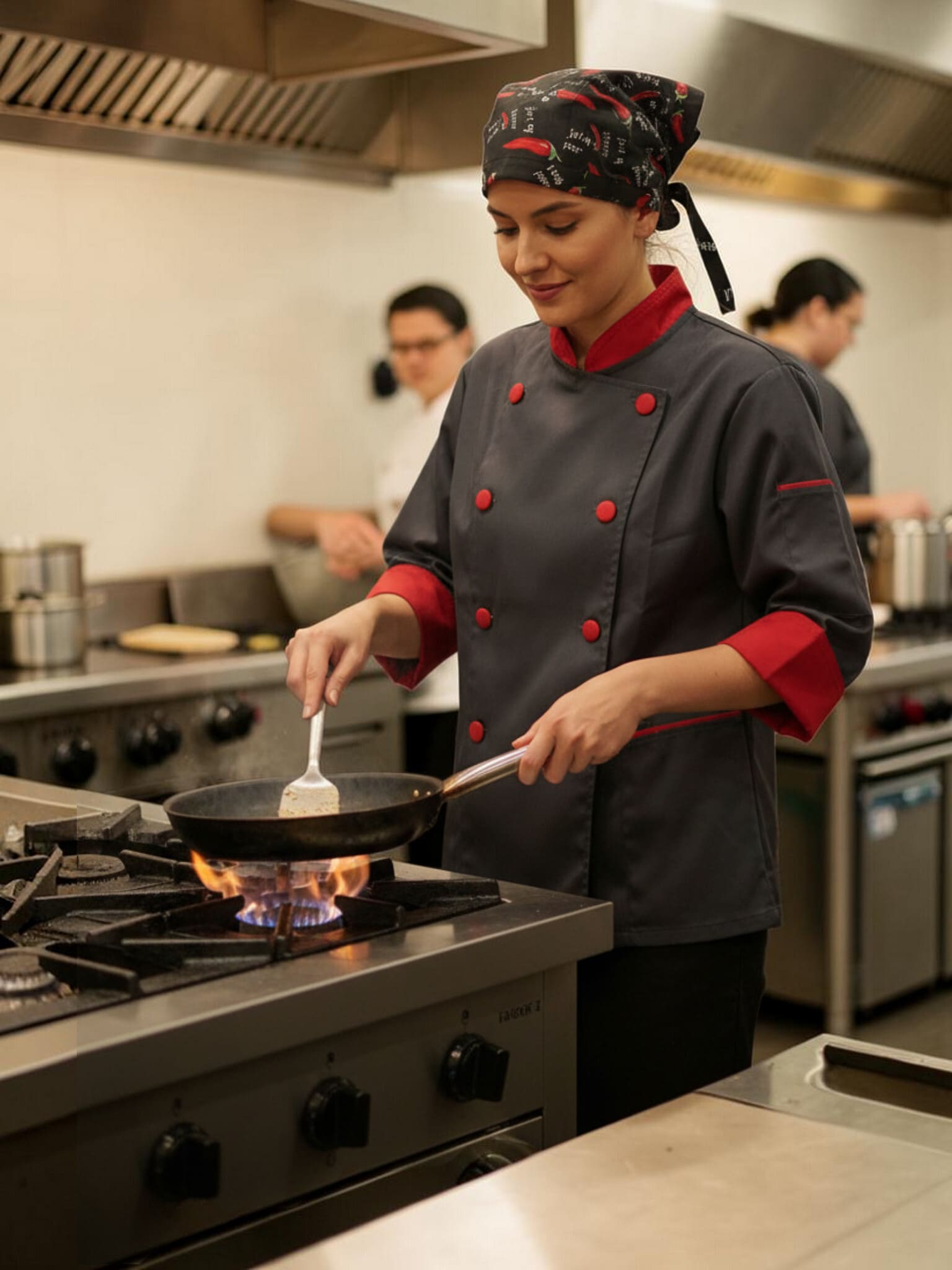 Chaqueta de Chef Mujer Personalizable Askary de Gabardina | Uniforme de Cocina