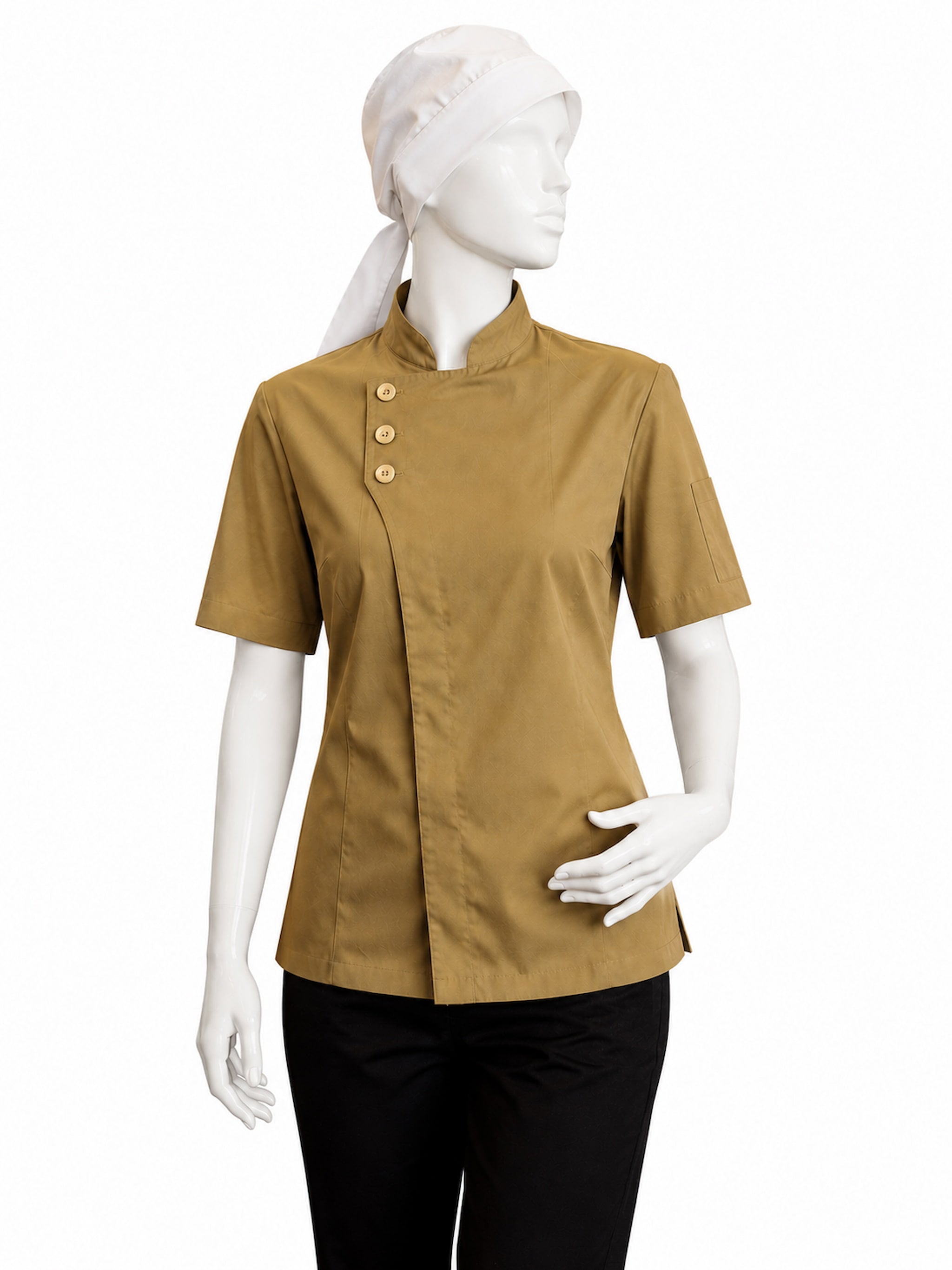 Chaqueta de Chef Mujer Beige Askary de Gabardina | Uniforme de Cocina Chile