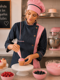 Chaqueta Chef Mujer Denim con Palo Rosa| Uniforme Cocina Askary