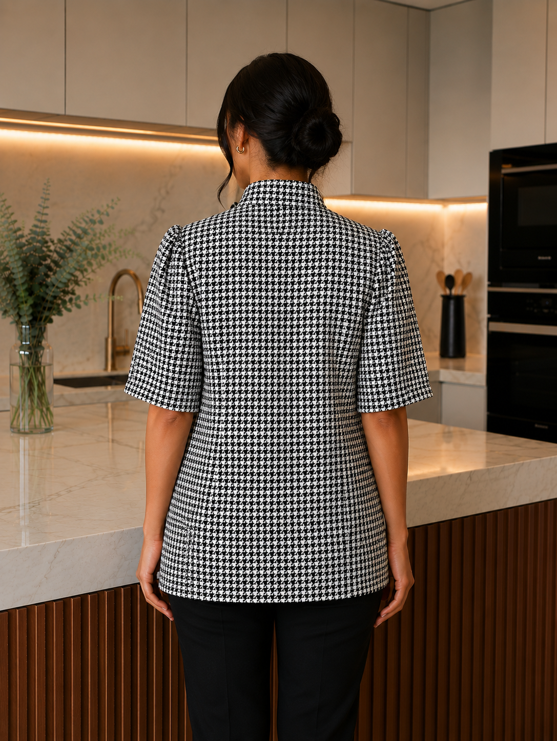 chaqueta chef mujer pie de poule Askary vista espalda