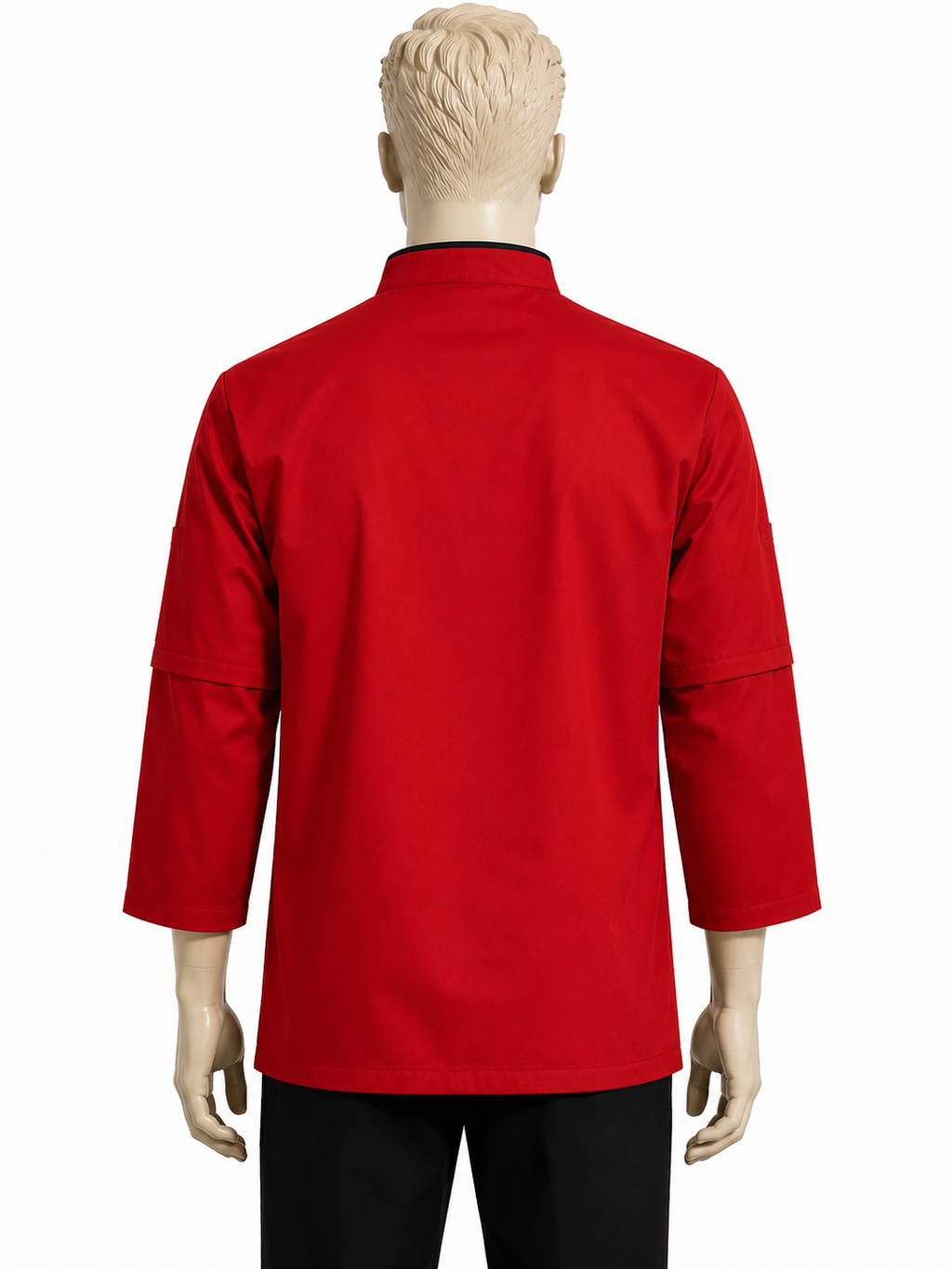 Chaqueta de chef hombre roja oriental Askary manga desmontable vista trasera
