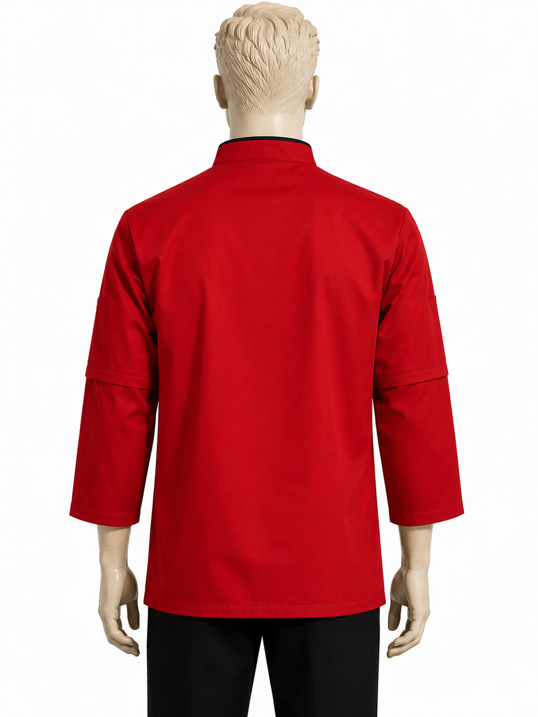 Chaqueta de chef hombre roja oriental Askary manga desmontable vista trasera