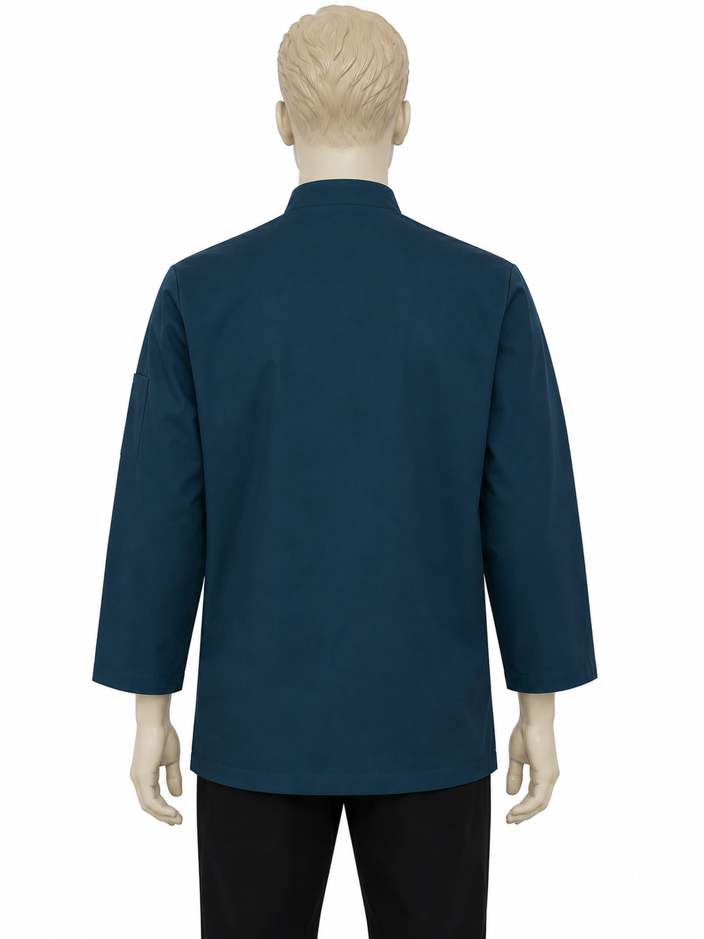 chaqueta chef hombre azul petróleo askary gabardina vista trasera fondo blanco