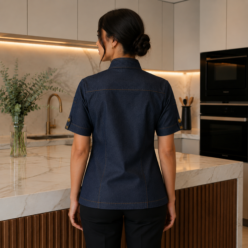 Chaqueta Chef Mujer en Mezclilla Askary | Uniforme de Cocina