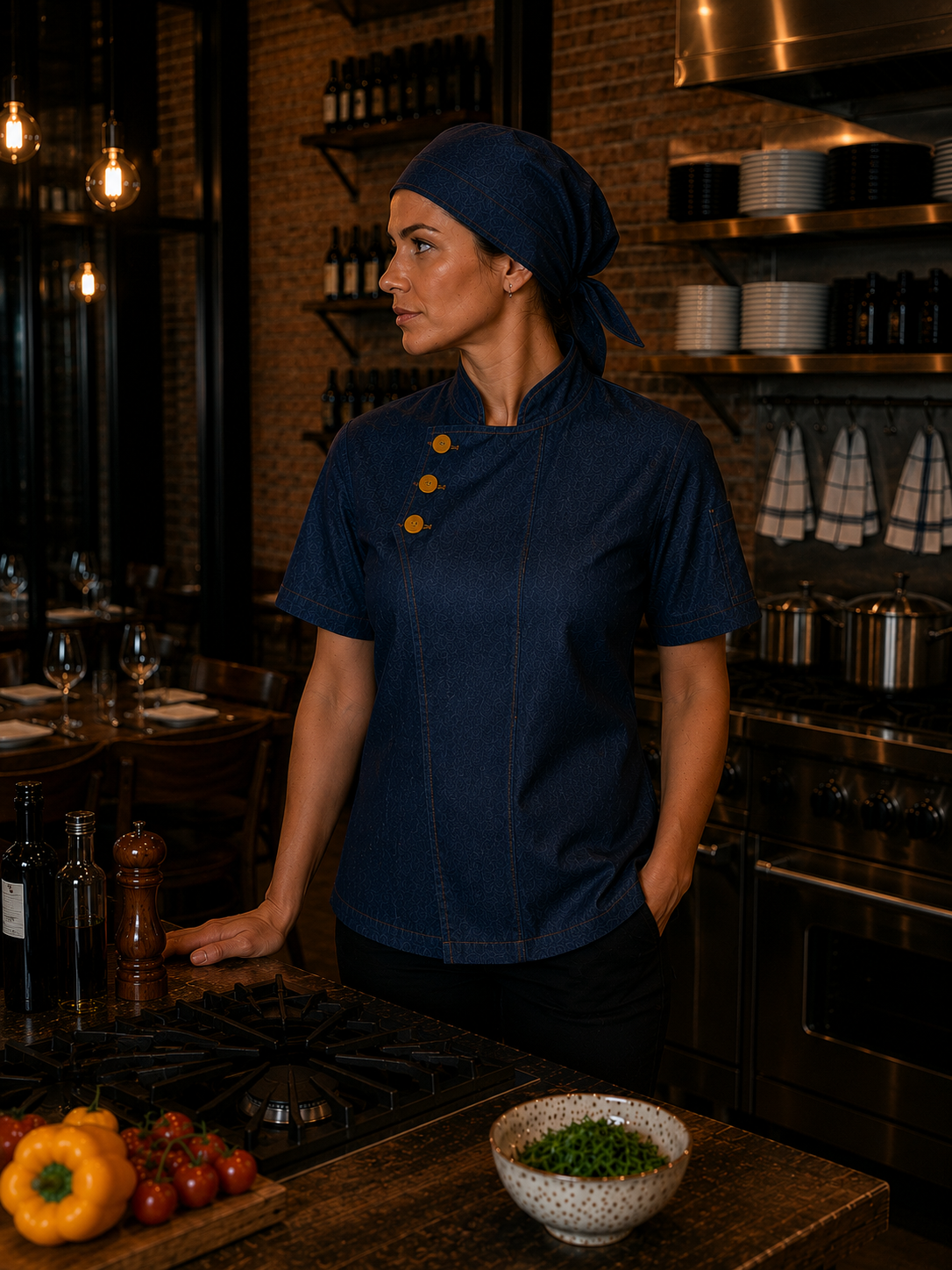 Chaqueta de Chef Mujer en Denim Askary | Uniforme de Cocina