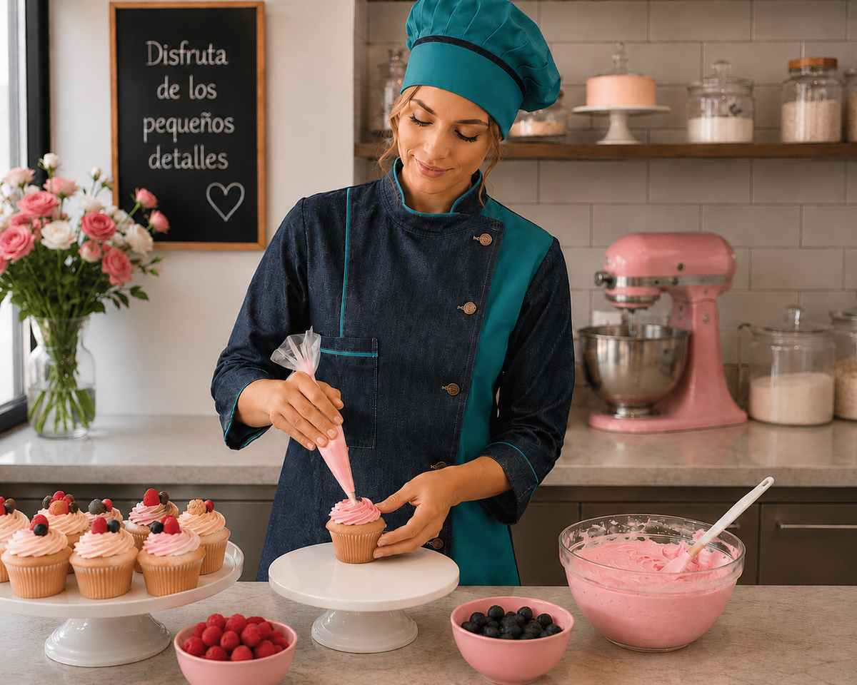 Chaqueta Chef Mujer Denim Botón Jeans | Uniforme Cocina Askary