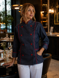 Chaqueta de Chef Mujer Denim con Vivos Rojos | Askary