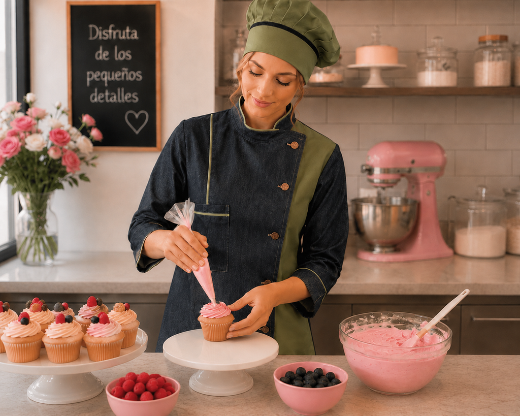 Chaqueta Chef Mujer Denim Botón Jeans | Uniforme Cocina Askary