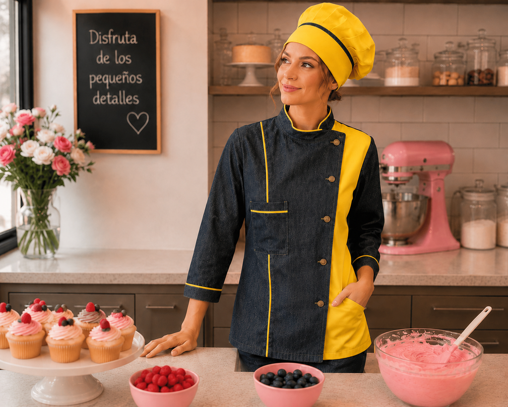 Chaqueta Chef Mujer Denim Botón Jeans | Uniforme Cocina Askary