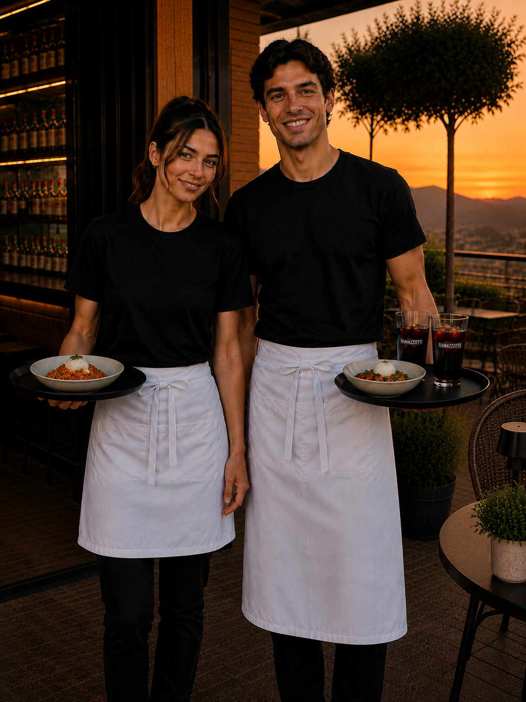 Mandil de Cocina Unisex Negro y Blanco | Funcional y Resistente