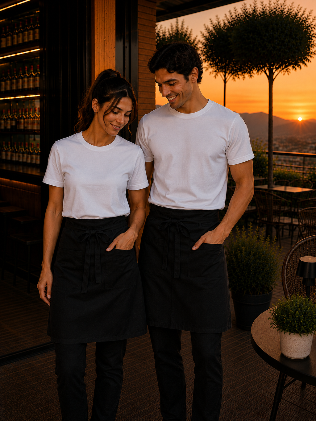 Mandil de Cocina Unisex Negro y Blanco | Funcional y Resistente