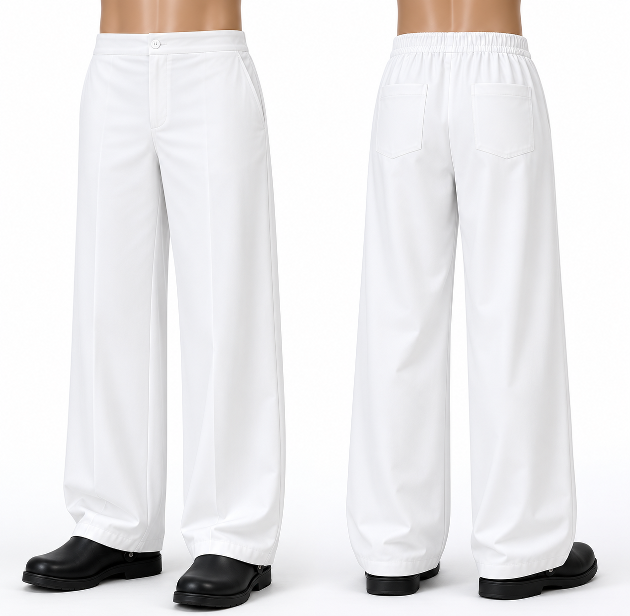 Pantalón Gastronómico Hombre Blanco Elasticado Askary | Uniforme de Cocina
