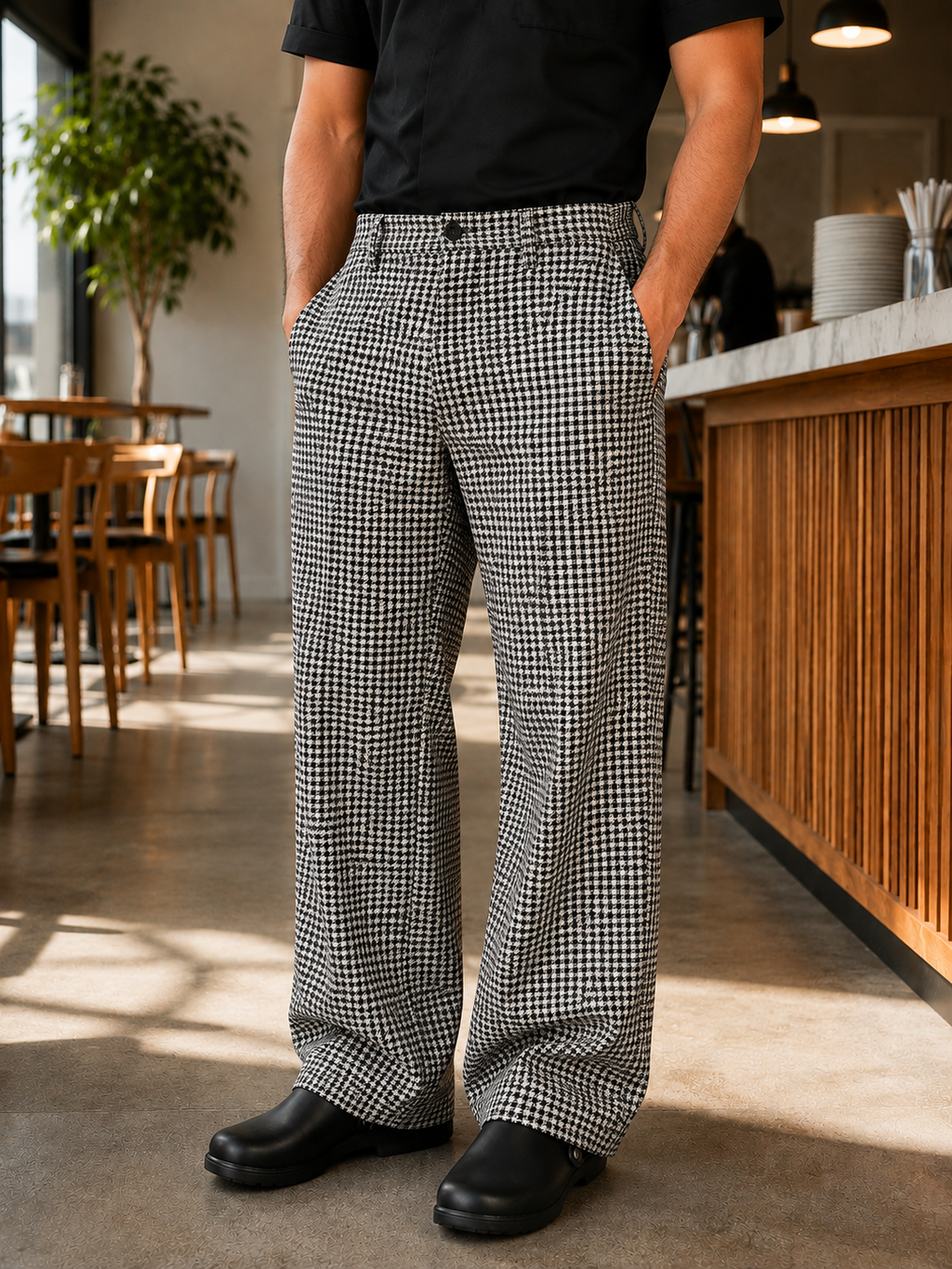 Pantalón Pie de Poule Elasticado Askary | Uniforme de Cocina