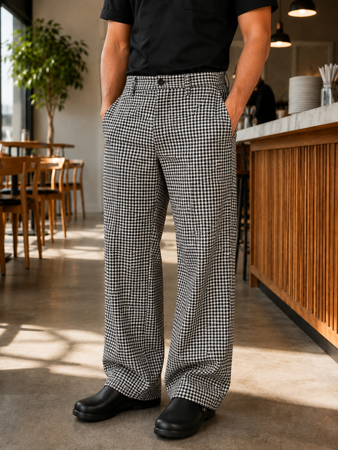 Pantalón Pie de Poule Elasticado Askary | Uniforme de Cocina